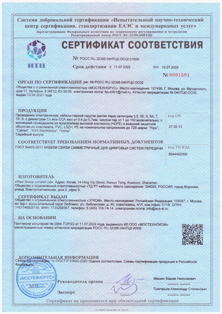 Сертификат соответствия 