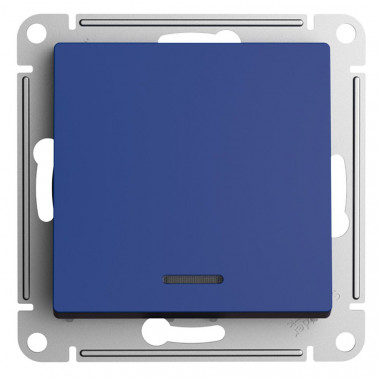 Выключатель одноклавишный Systeme Electric AtlasDesign с подсветкой, 10А, аквамарин — Multielectrika