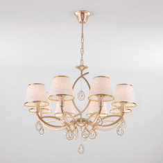 Подвесная люстра с тканевыми абажурами 60091/8 перламутровое золото &mdash; Multielectrika
