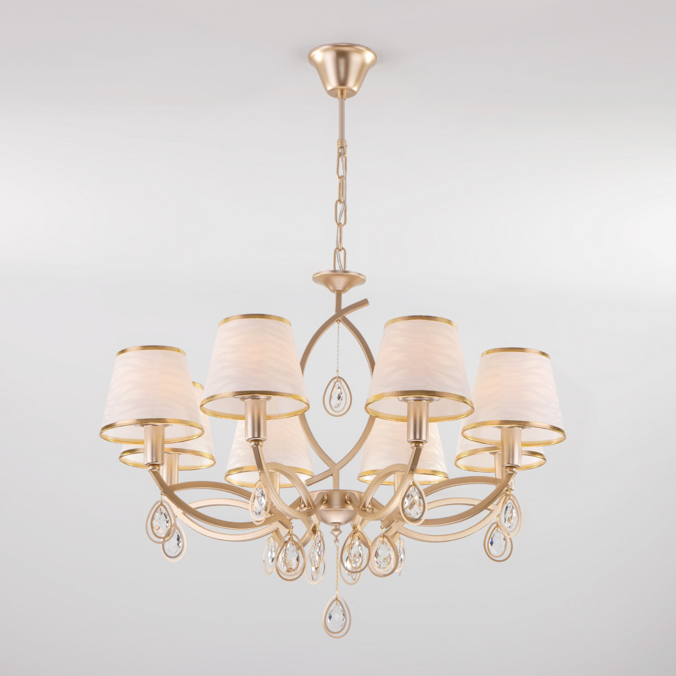 Подвесная люстра с тканевыми абажурами 60091/8 перламутровое золото фото 1 — Multielectrika
