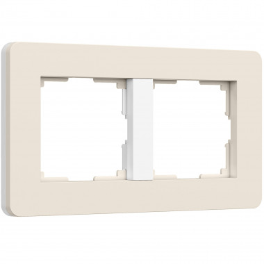 Рамка из поликарбоната на 2 поста Split айвори/белый, soft-touch W0023066 &mdash; Multielectrika