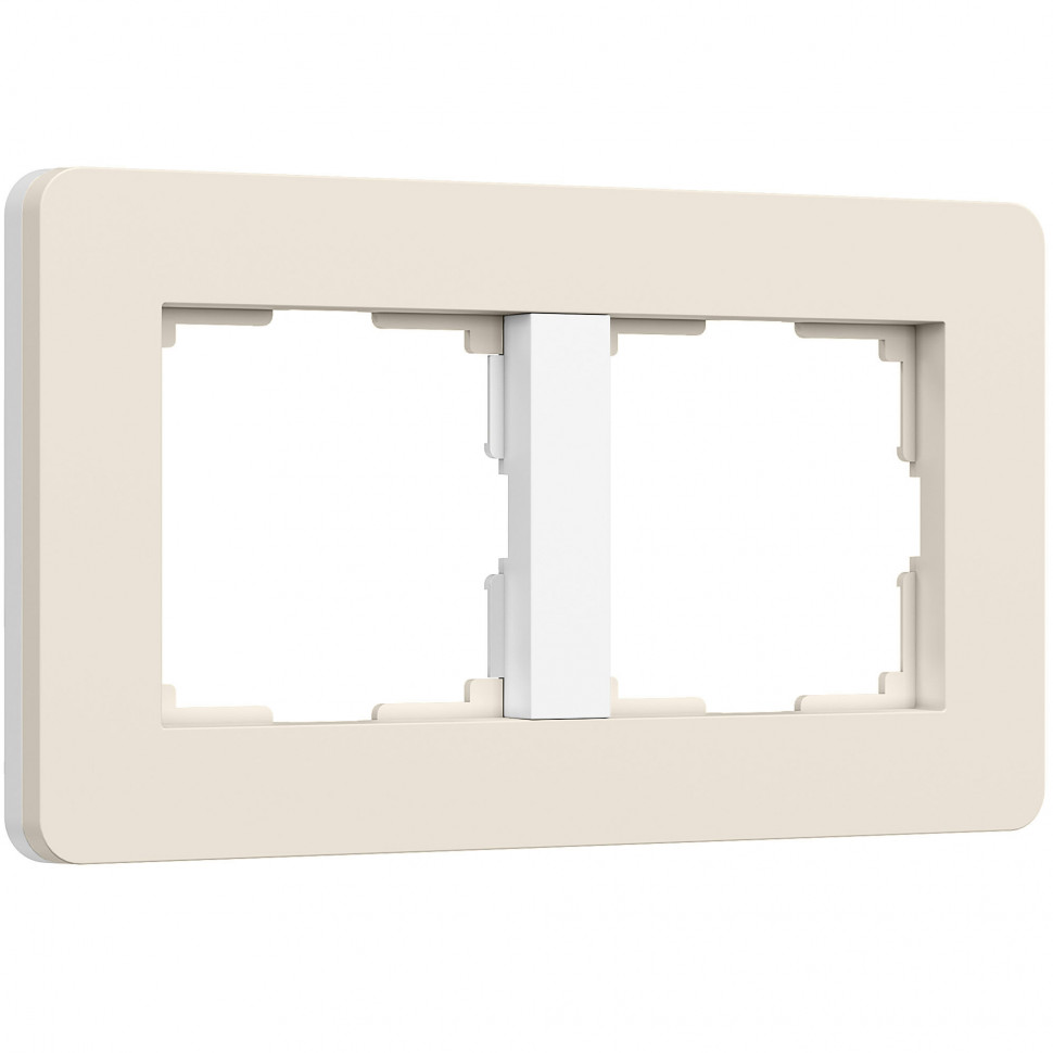 Рамка из поликарбоната на 2 поста Split айвори/белый, soft-touch W0023066 фото 1 &mdash; Multielectrika
