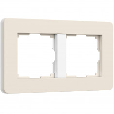 Рамка из поликарбоната на 2 поста Split айвори/белый, soft-touch W0023066 &mdash; Multielectrika