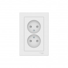 Розетка двойная Systeme Electric AtlasDesign без заземления, в сборе, со шторками, в сборе 16А, лотос &mdash; Multielectrika