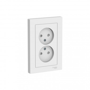 Розетка двойная Systeme Electric AtlasDesign без заземления, в сборе, со шторками, в сборе 16А, лотос — Multielectrika