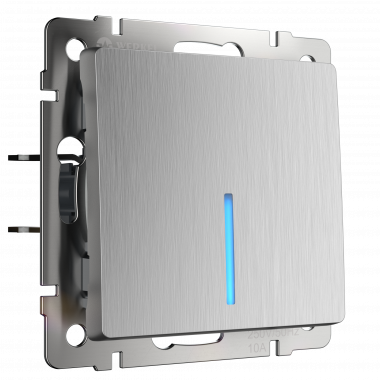 W1110109/ Выключатель одноклавишный с подсветкой (cеребряный рифленый) W1110109 &mdash; Multielectrika