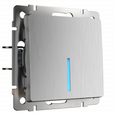 W1110109/ Выключатель одноклавишный с подсветкой (cеребряный рифленый) W1110109 &mdash; Multielectrika