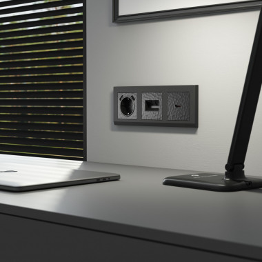 Накладка для двойной розетки Еthernet RJ-45 (Hammar черный) W1291108 &mdash; Multielectrika