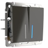 Выключатель двухклавишный с подсветкой (серо-коричневый) WL07-SW-2G-LED фото 1 — Multielectrika