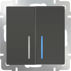 Выключатель двухклавишный с подсветкой (серо-коричневый) WL07-SW-2G-LED &mdash; Multielectrika