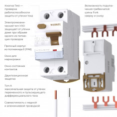 W812P256 / Устройство защитного отключения 1P+N 25A 30 mA type А 6 кА W812P256 &mdash; Multielectrika