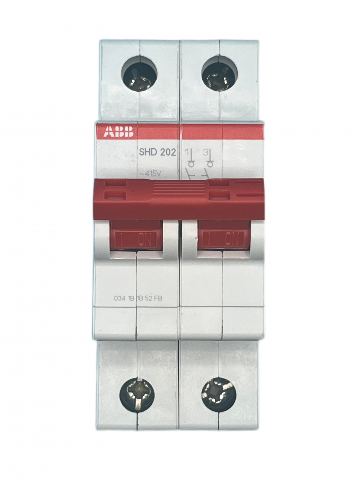 Рубильник 2-полюсный ABB SHD202/25 рычаг красный 2CDD272111R0025 фото 1 — Multielectrika
