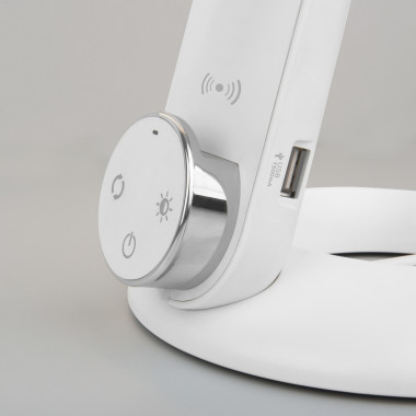 Настольный светодиодный светильник с сенсорным управлением и индукционной зарядкой 80428/1 белый — Multielectrika