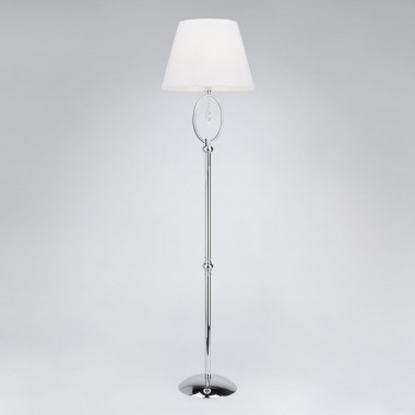 Торшер с белым абажуром 01056/1 хром/прозрачный хрусталь Strotskis — Multielectrika