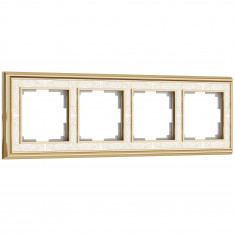 Рамка на 4 поста (золото/белый) W0041429 &mdash; Multielectrika