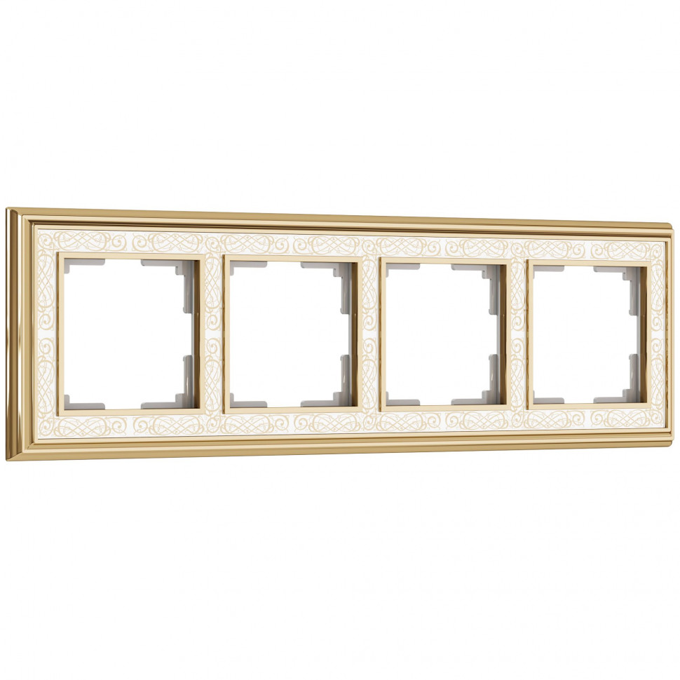 Рамка на 4 поста (золото/белый) W0041429 фото 1 — Multielectrika