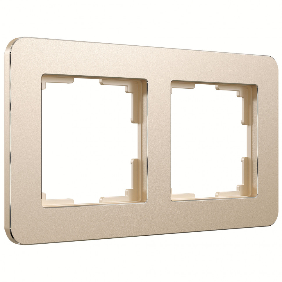 Рамка из металла на 2 поста Platinum шампань W0022611 фото 1 &mdash; Multielectrika