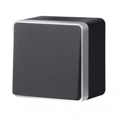 W5010234/ Выключатель одноклавишный влагозащищенный Gallant (черный с серебром) W5010234 &mdash; Multielectrika