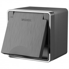 Розетка влагозащ. с зазем. с защит. крышкой и шторками Gallant графит рифленый W5071204 &mdash; Multielectrika