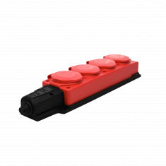 Systeme Electric MULTISET Колодка 4х розетка 2К+З каучуковая 16 А/250 В IP44 КРАСНАЯ &mdash; Multielectrika