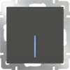 Выключатель одноклавишный проходной с подсветкой (серо-коричневый) WL07-SW-1G-2W-LED фото 2 — Multielectrika