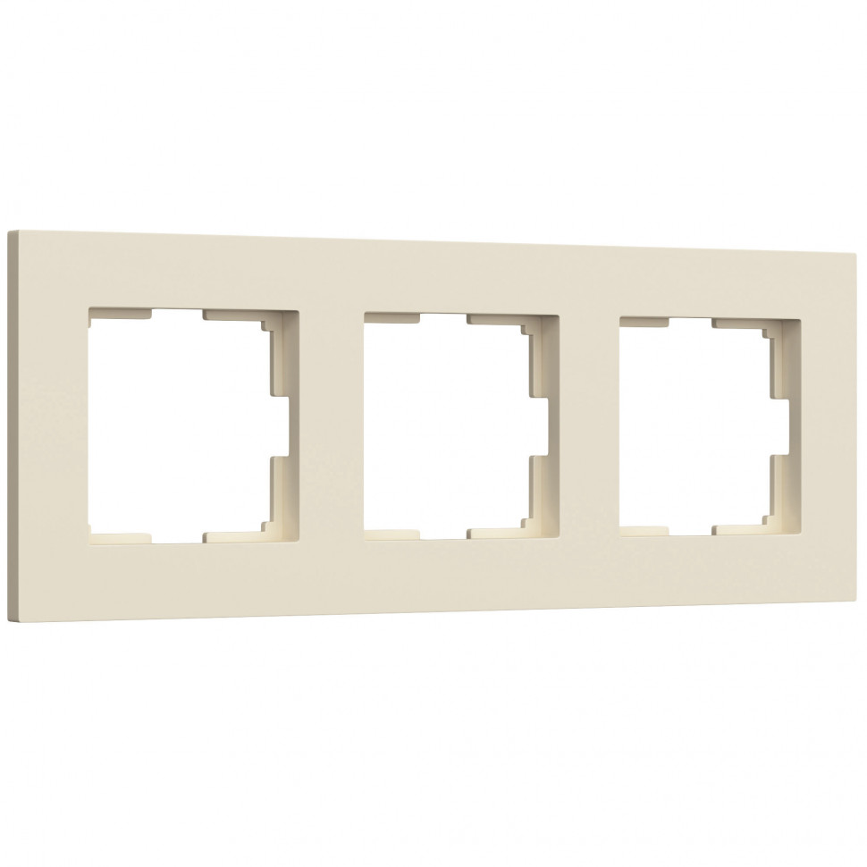 Рамка из поликарбоната на 3 поста Slab айвори софт W0032962 фото 1 &mdash; Multielectrika