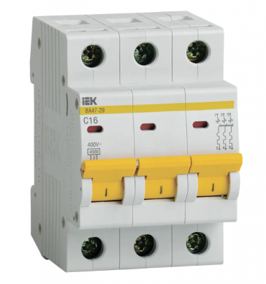 Автоматический выключатель ВА47-29 3Р 16А 4,5кА характеристика С IEK MVA20-3-016-C — Multielectrika