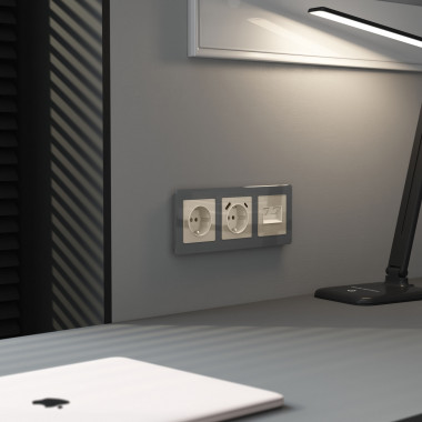 Накладка для двойной розетки Еthernet RJ-45 (айвори акрил) W1191143 — Multielectrika