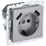 Розетка с заземлением с защитными шторками 16А с USB A+A 5В 2,1А IEK Brite РЮш10-1-БрА алюминий