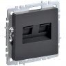Розетка компьютерная двойная RJ45 кат.6 IEK Brite РК11-2-БрГ графит