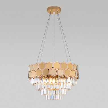 Умный подвесной светильник с хрусталем 10124/5 золото/прозрачный хрусталь Strotskis Smart (10113/5) — Multielectrika