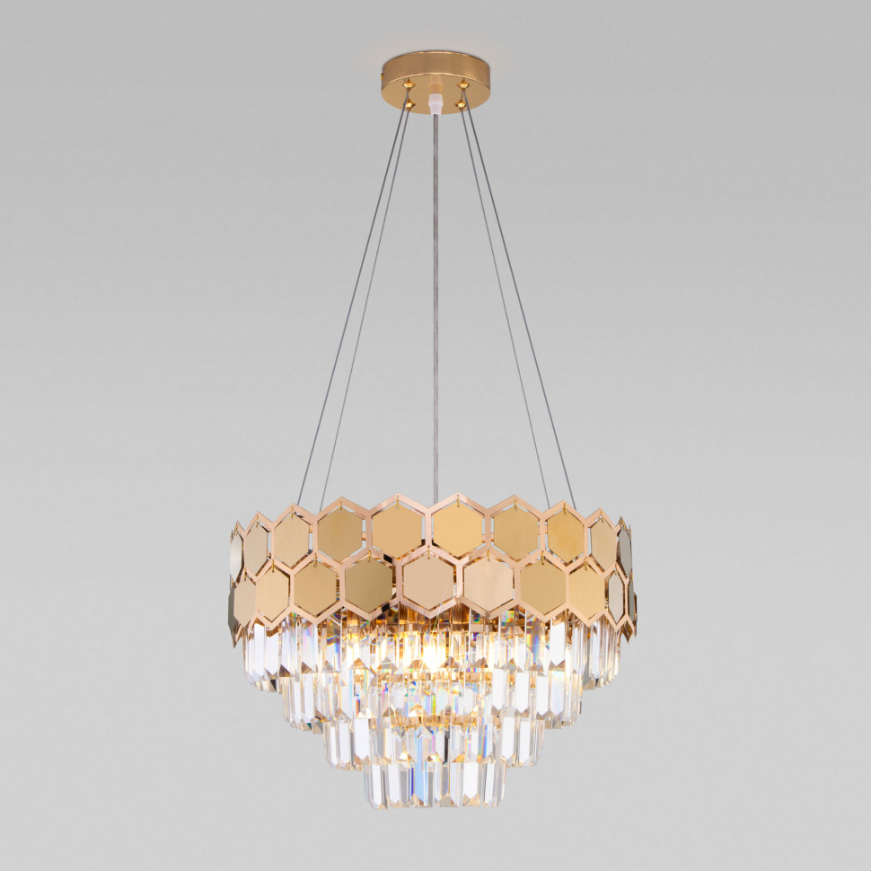 Умный подвесной светильник с хрусталем 10124/5 золото/прозрачный хрусталь Strotskis Smart (10113/5) фото 1 — Multielectrika