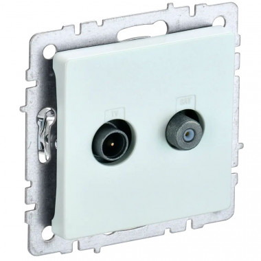 Розетка двойная TV+SAT IEK Brite РТВ/РСп12-БрЖ жемчуг — Multielectrika