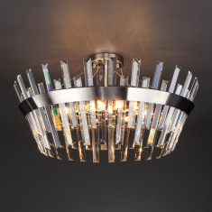 Умный потолочный светильник с хрусталем 10111/8 сатин-никель/прозрачный хрусталь Strotskis &mdash; Multielectrika