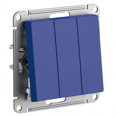 Выключатель трехклавишный Systeme Electric AtlasDesign 10А, аквамарин &mdash; Multielectrika