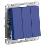Выключатель трехклавишный Systeme Electric AtlasDesign 10А, аквамарин