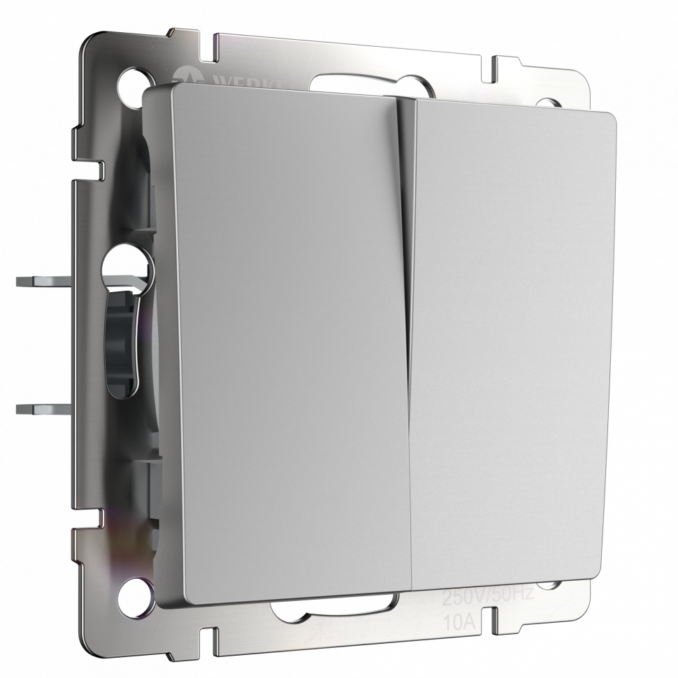 W1120006/ Выключатель двухклавишный (серебряный) W1120006 фото 1 &mdash; Multielectrika