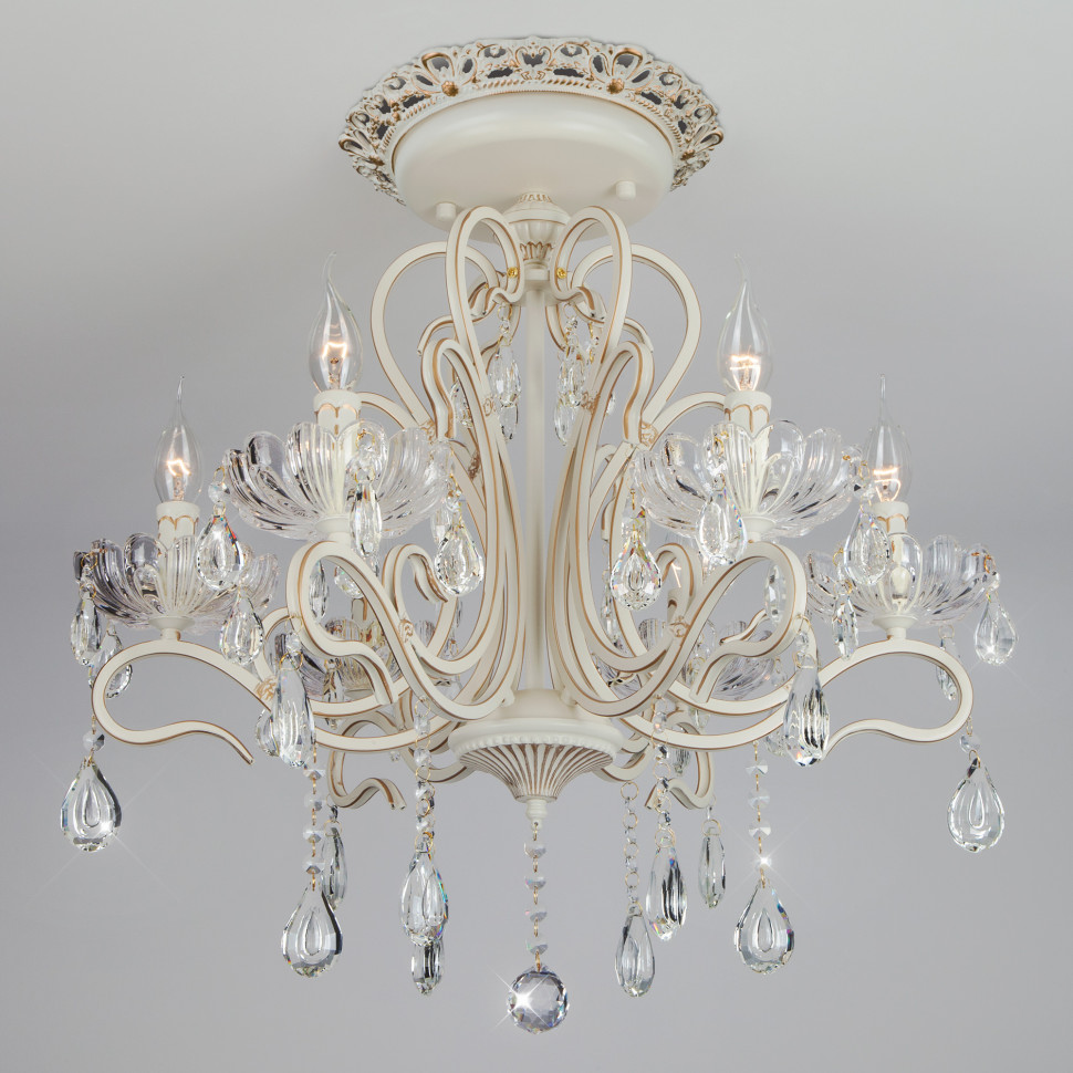 Потолочная люстра с хрустальным декором 12205/6 белый фото 1 — Multielectrika