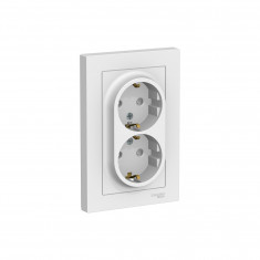 Розетка двойная Systeme Electric AtlasDesign со шторками, в сборе, 16А, лотос &mdash; Multielectrika