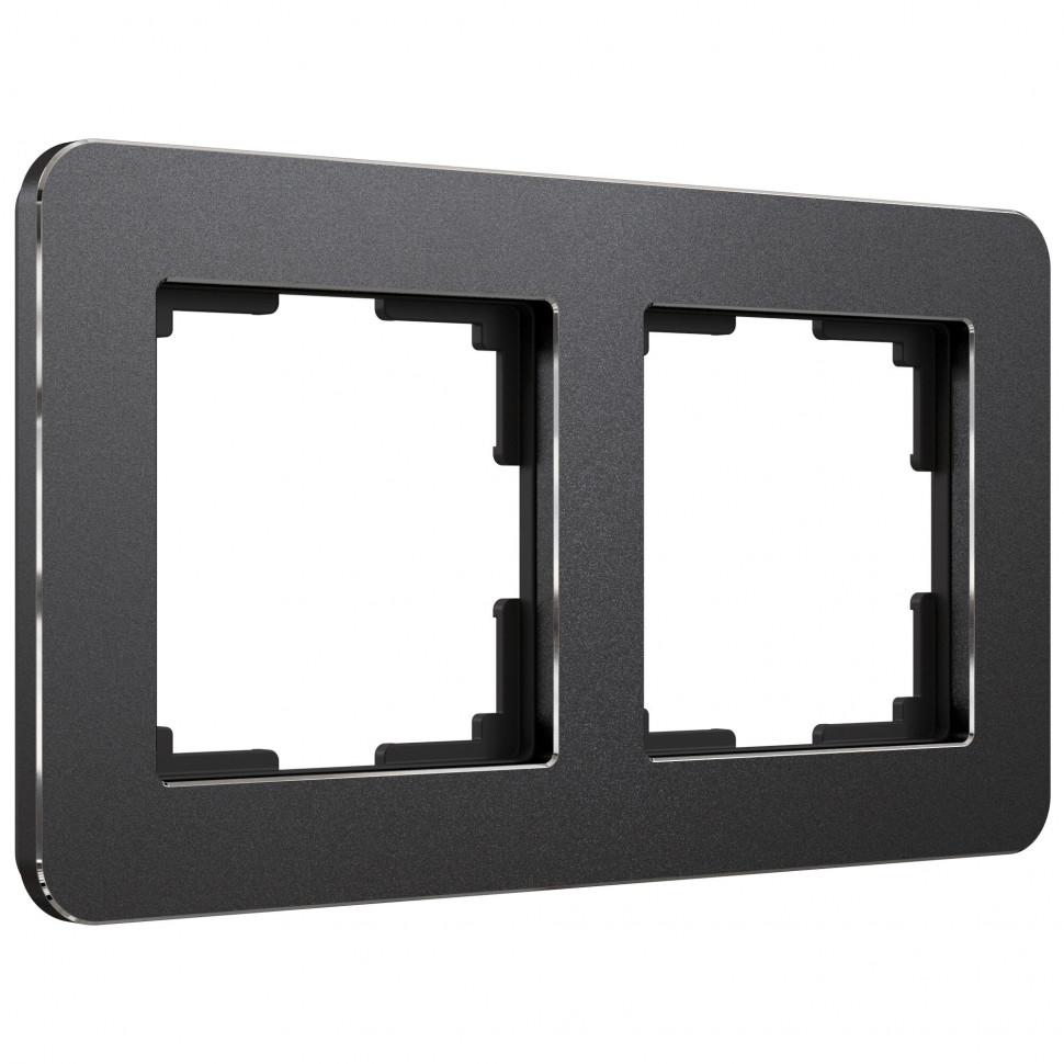 Рамка из металла на 2 поста Platinum черный W0022608 фото 1 &mdash; Multielectrika