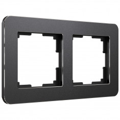 Рамка из металла на 2 поста Platinum черный W0022608 &mdash; Multielectrika