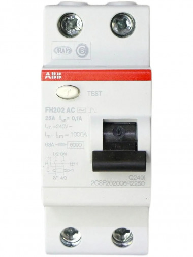 УЗО ABB FH202 AC-25/0,1 тип AC 25A 100mA 2CSF202006R2250 &mdash; Multielectrika