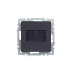 Розетка двойная RJ11+RJ45 кат.5E IEK Brite РК/Т12-БрГ графит &mdash; Multielectrika