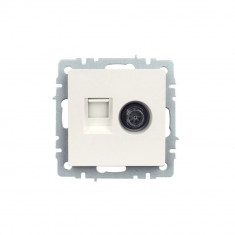 Розетка двойная TV+RJ45 кат.5E IEK Brite РТВ/РК12-БрЖ жемчуг &mdash; Multielectrika