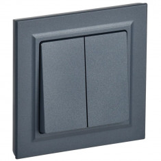 Выключатель двухклавишный 10А в сборе IEK Brite ВСР10-2-0-БрМ маренго &mdash; Multielectrika