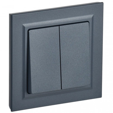 Выключатель двухклавишный 10А в сборе IEK Brite ВСР10-2-0-БрМ маренго — Multielectrika