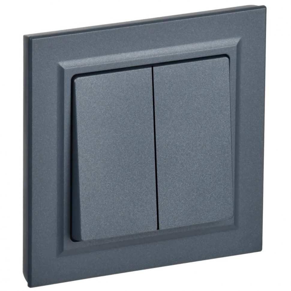 Выключатель двухклавишный 10А в сборе IEK Brite ВСР10-2-0-БрМ маренго фото 1 — Multielectrika