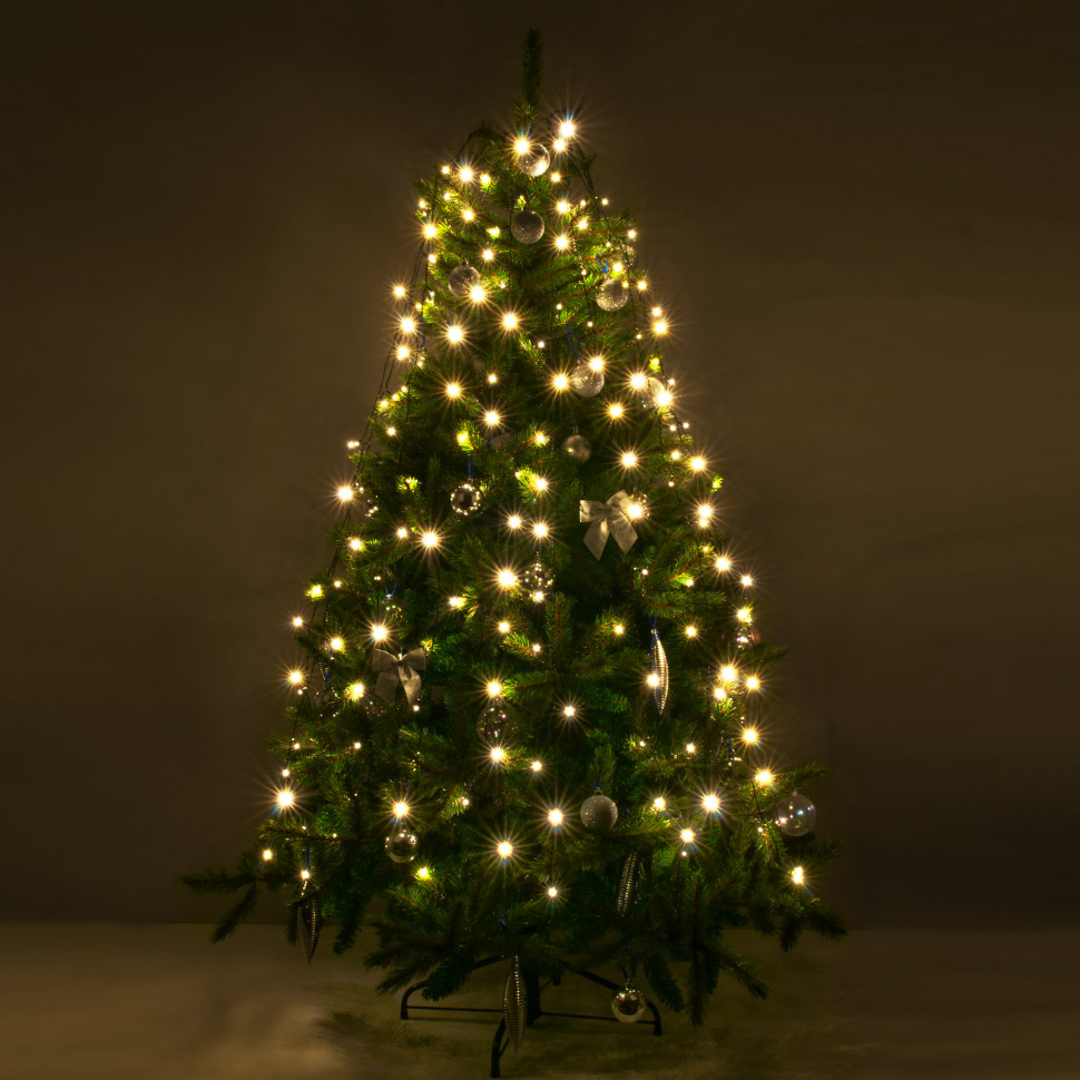 Гирлянда занавес на ель  0,45*1,5 м IP20 200-003 теплый белый фото 1 — Multielectrika