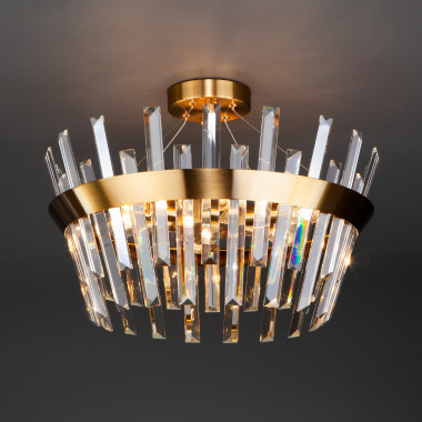 Умная хрустальная потолочная люстра 10111/5 золотая бронза/прозрачный хрусталь Strotskis — Multielectrika