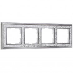 Рамка на 4 поста (хром/белый) W0041431 &mdash; Multielectrika